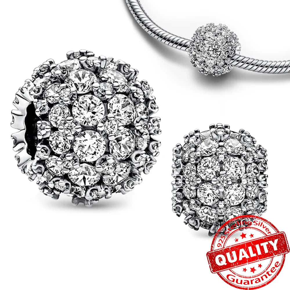 Authentic 925 Sterling Silver Charm Sparkling Star Moon Sun Pendant Jewelry Gift