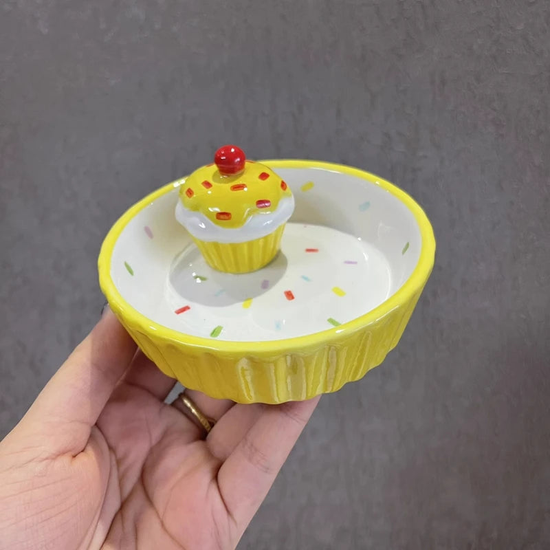 Ceramic Cake Hamster Bowl Small Pet Food Bowl for Home Use Multi-color Small Jewelry Box  Rabbit Feeder Parrot Supplies