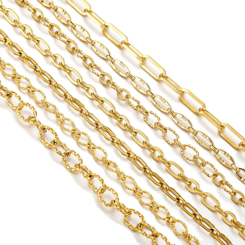 1 Meter Stainless Steel Chunky Hip Hop Gold Color Chains DIY Jewelry