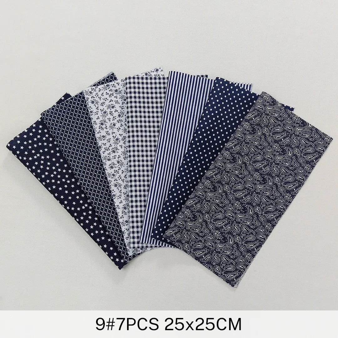 7 Pieces 25x25Cm Cotton Flower Fabric Printed Cloth for DIY