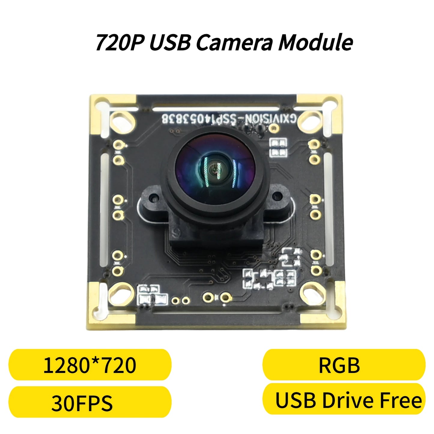 720p USB Camera Module 1MP Webcam 30fps 1280x720 Resolution Plug and Play UVC Compatible for Raspberry Pi Android Linux Windows