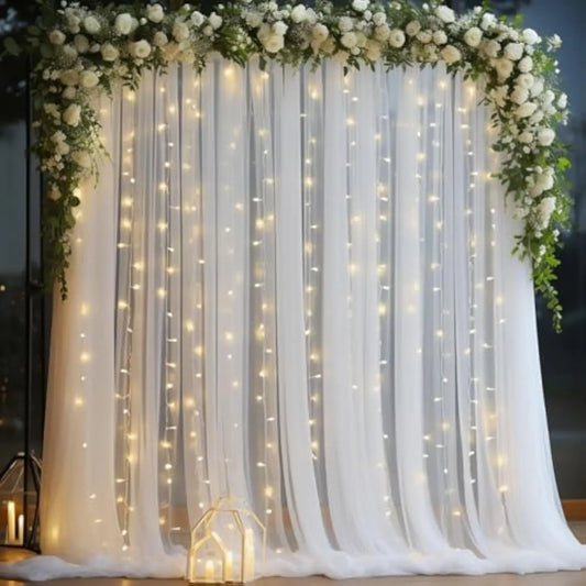 Tulle Backdrop Curtains Set of 2 Sheer Decorative Curtains for Birthday Parties Weddings and Photography