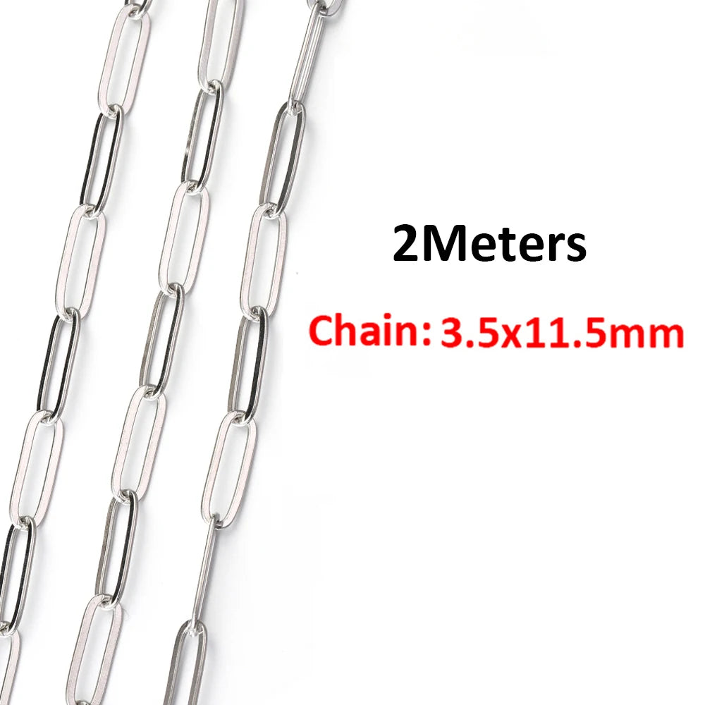 2 Meters/1 Meter High Quality Gold Color Stainless Steel Chain for DIY Jewelry Making