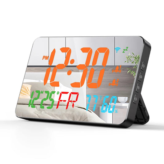 Tuya WiFi Desktop Clock Calendar with Intelligent Thermometer and Hygrometer Digital LED Display Auto-Calibration and Four Levels