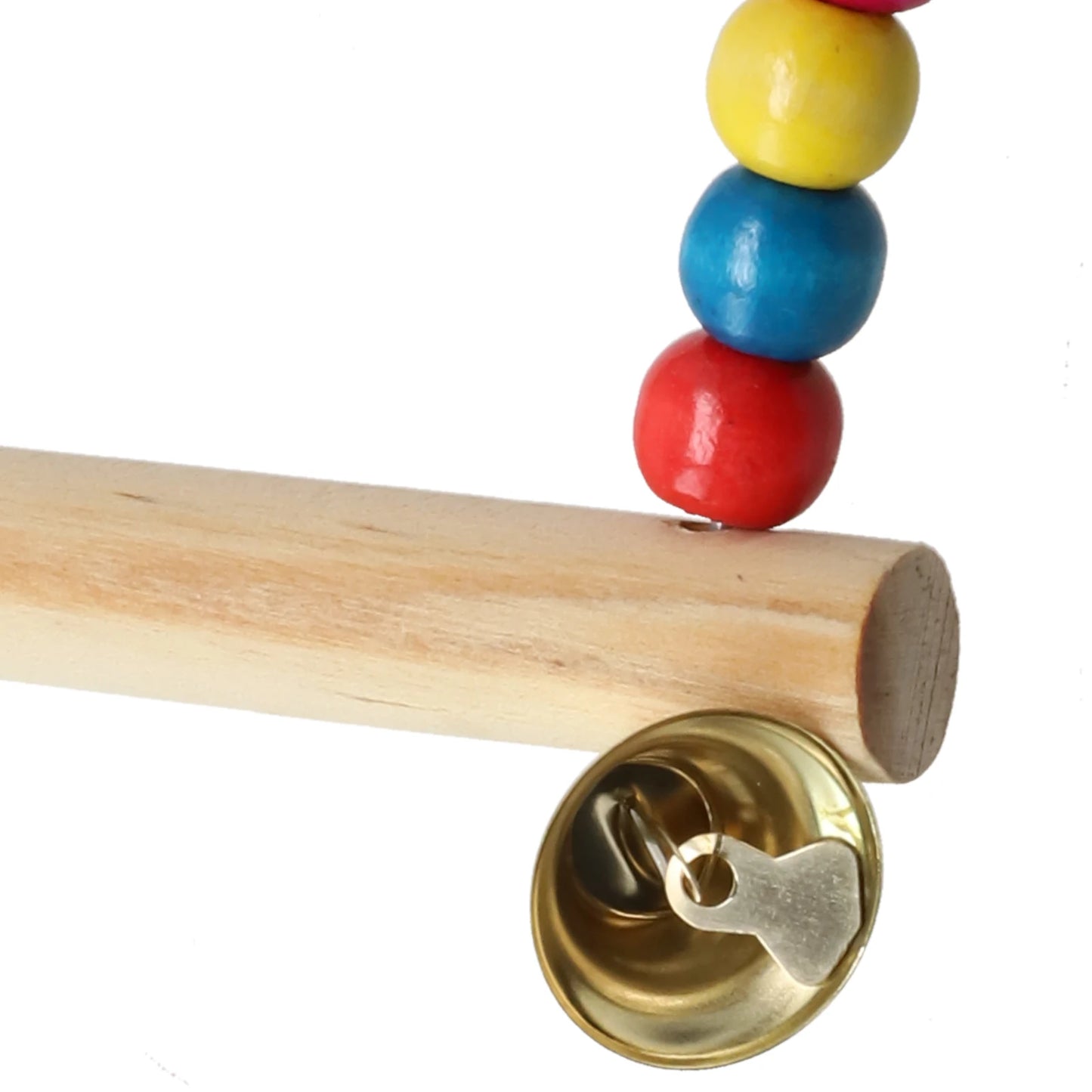 Natural Wooden Parrots Swing Tool Birds Perch Hanging Swings Cage With Colorful Beads Bells Hanging Cage Swings Bird Accessories