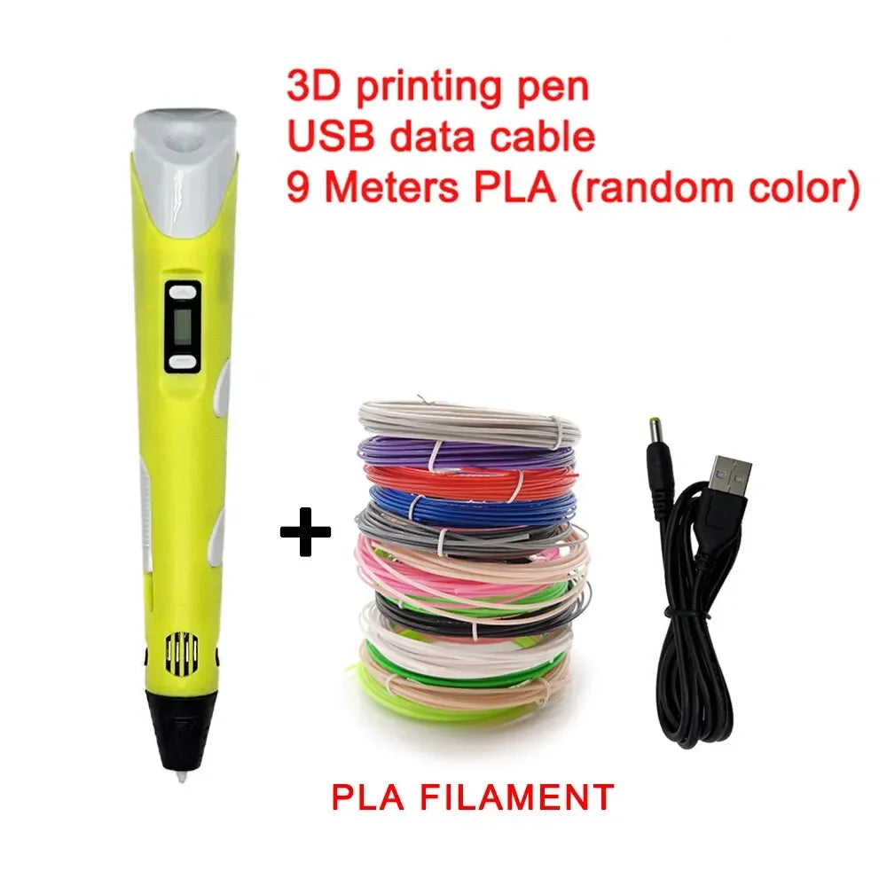 USB 3D Printing Pen Drawing 9M PLA Children's 3D Graffiti Drawing Pen Toy Smart Gift DIY Art Tool Birthday Christmas Gift