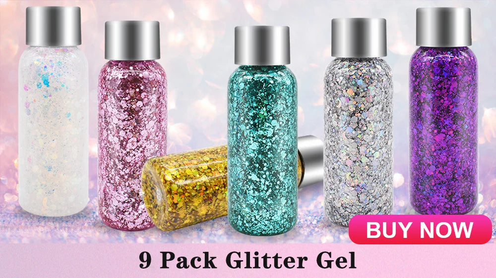 12 Colors Glow in The Dark Glitter Gel Makeup for Festivals and Parties UV Body and Face Glitter