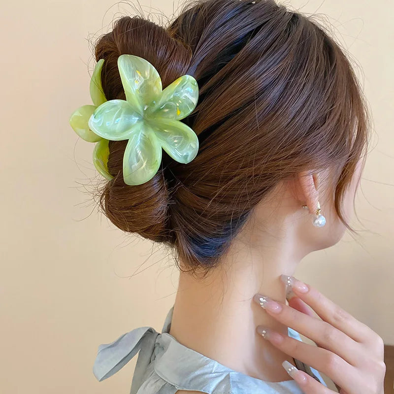 Summer Acrylic Flower Hair Clip for Women Marble Texture Hair Claws Clips Trendy Girl Hairpin Korean Hair Accessories Headwear