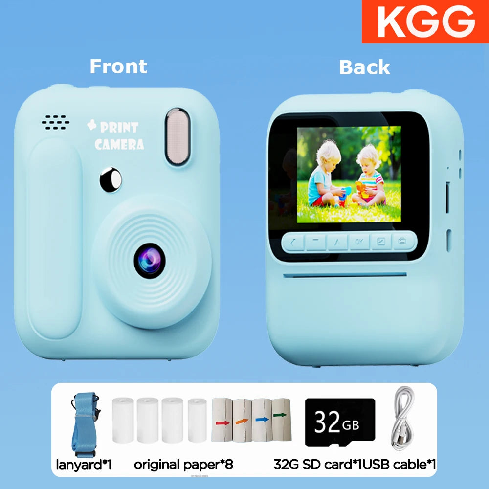 Color Printing Camera  Kids Instant Camera 32GB 1080P Thermal Print Digital Camera Print Photo Video Games Music Children Gift