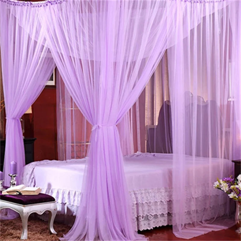 Mosquito Net Cotton Four-Door Canopy for King/Queen Bed