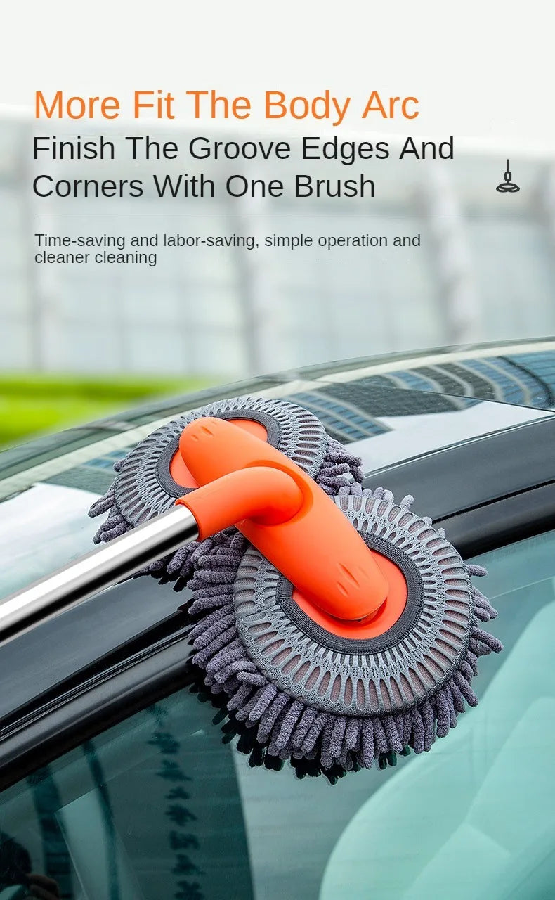 LEIBOO Telescopic Car Cleaning Brush Mop with Double Brush Head for Roof and Window Washing
