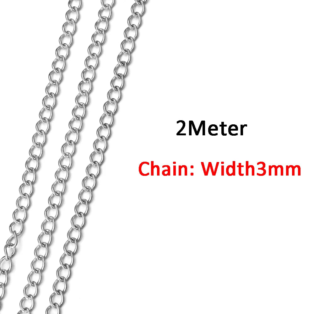 2 Meters/1 Meter High Quality Gold Color Stainless Steel Chain for DIY Jewelry Making