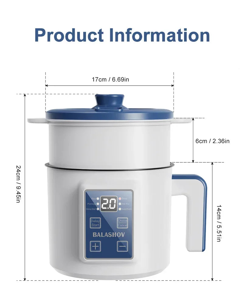 Mini Electric Rice Cooker Double Layer Multi Cooker Non-Stick Smart Steamed Rice Pot for Efficient Home Cooking