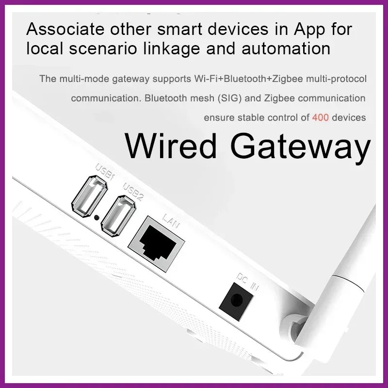 Hub Zigbee 3.0 Tuya Zigbee Gateway Puerta de enlace Bluetooth con toma de cable de red Conexión por cable Control de vida inteligente