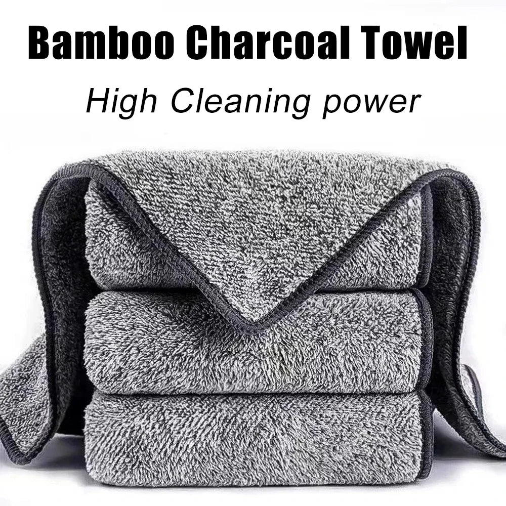 Gray Bamboo Charcoal Microfiber Dishcloths Super Absorbent Kitchen Cleaning Rags 1 to 100 Pieces