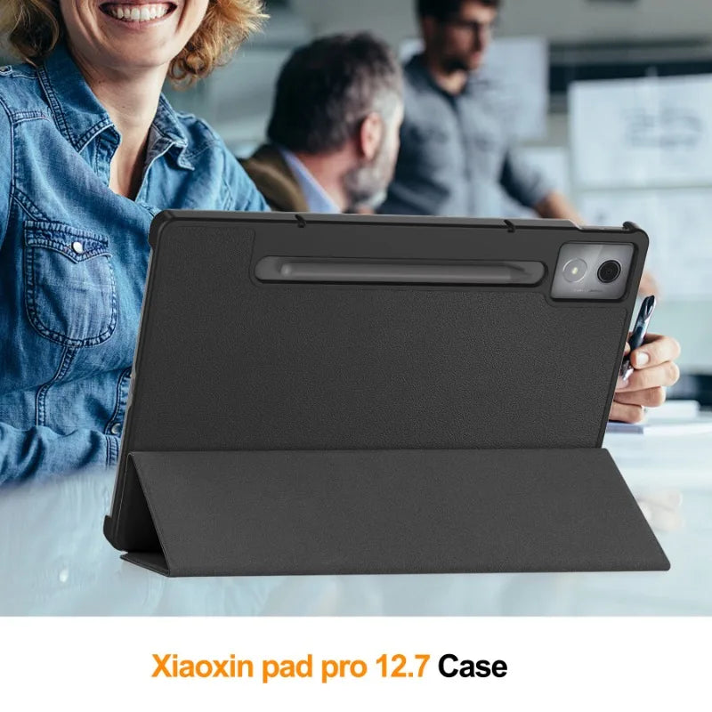 Smart Case for Lenovo Xiaoxin Pad Pro 12.7 Inch 2025 Folding Flip Stand with Auto Sleep Feature Tablet Cover