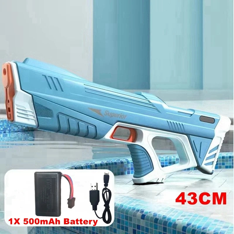 Full Automatic Electric Water Gun 43cm Portable Summer Toy for Kids and Adults Outdoor Water Battles
