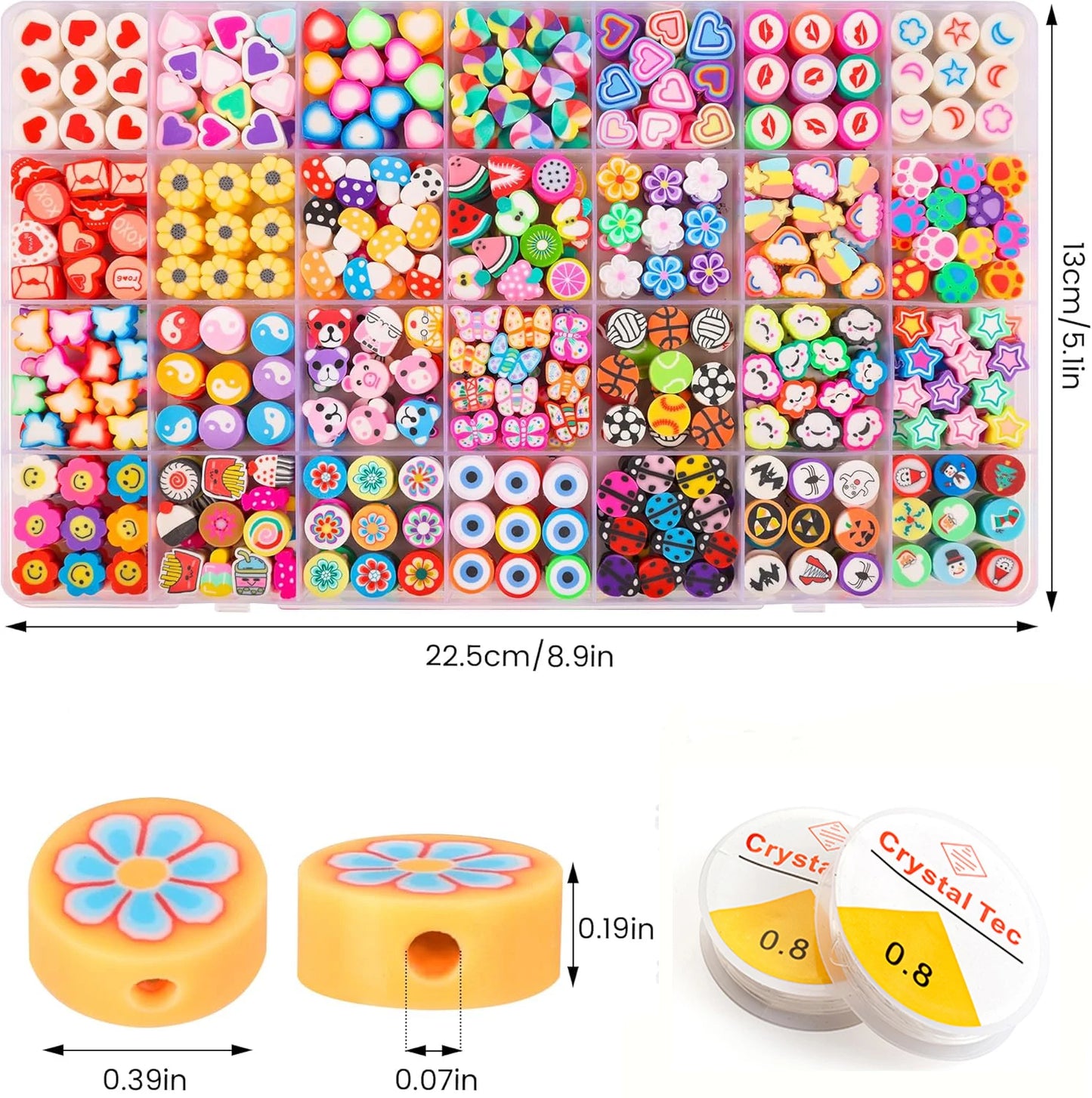 28 Styles Cute Polymer Clay Beads Jewelry Making Kit with Gift Box for Bracelets and Necklaces