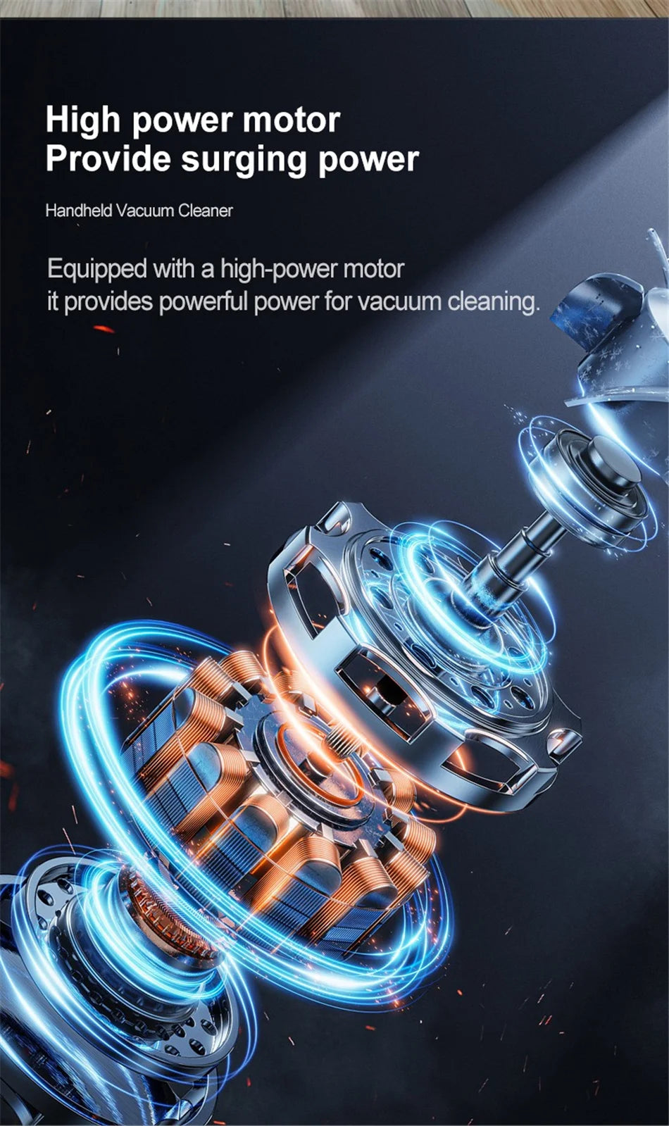 Handheld Wireless Vacuum Cleaner 20000Pa Powerful Suction Portable Car and Home Cleaning Machine with Metal Strainer