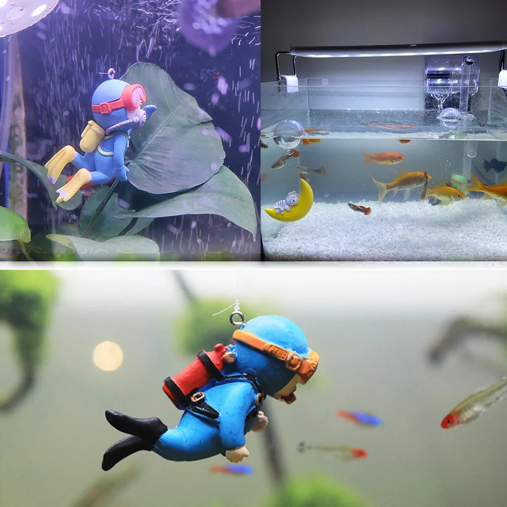 Aquarium Floating Creative PVC Doll Desktop Fish Tank Decoration Ornaments New Diver Doll