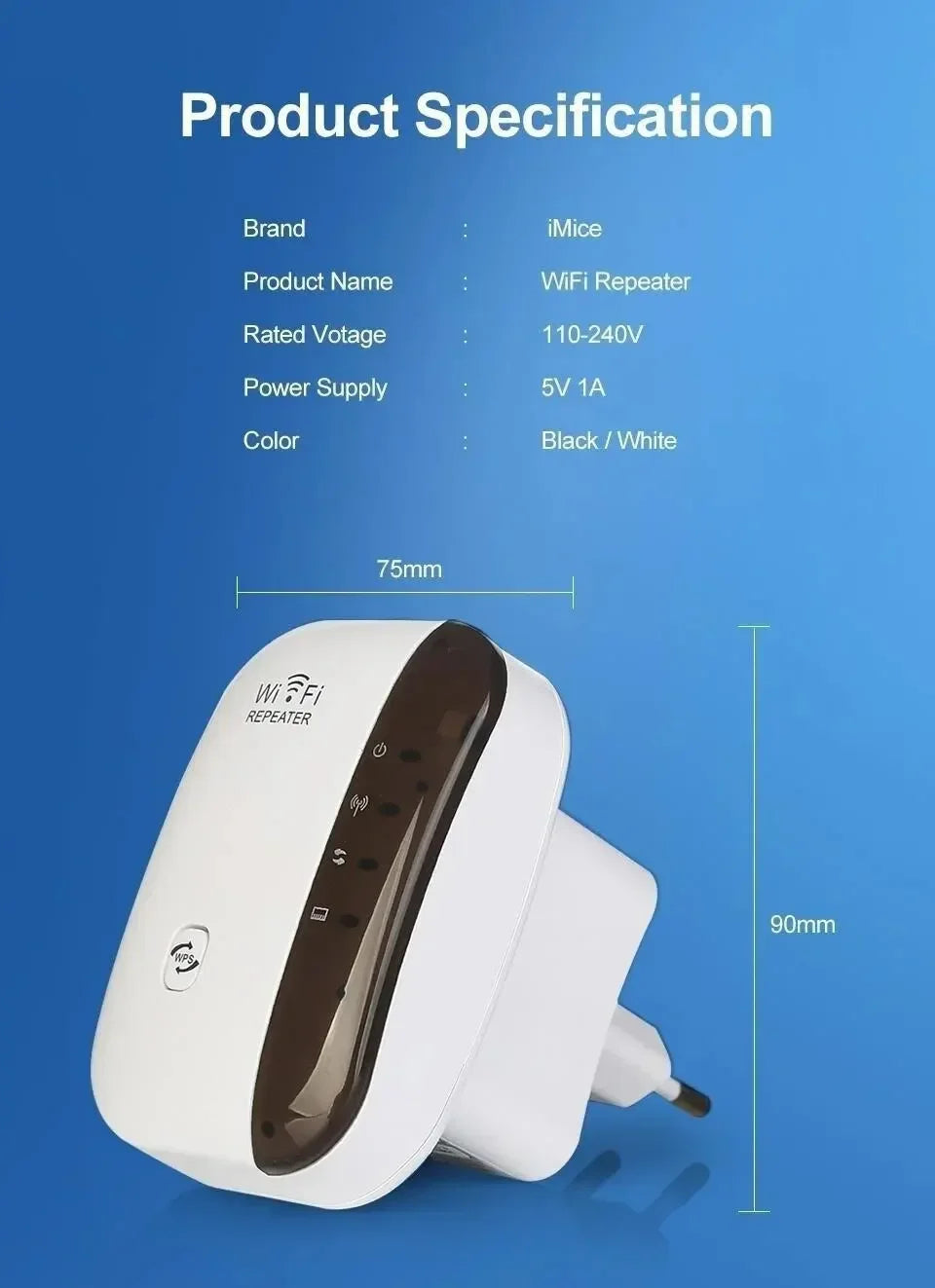 Amplificador de señal inalámbrica Extensor de wifi Pequeño bollo al vapor Repetidor de red Ap Banda ancha Enrutador doméstico Amplificación de señal Extensión