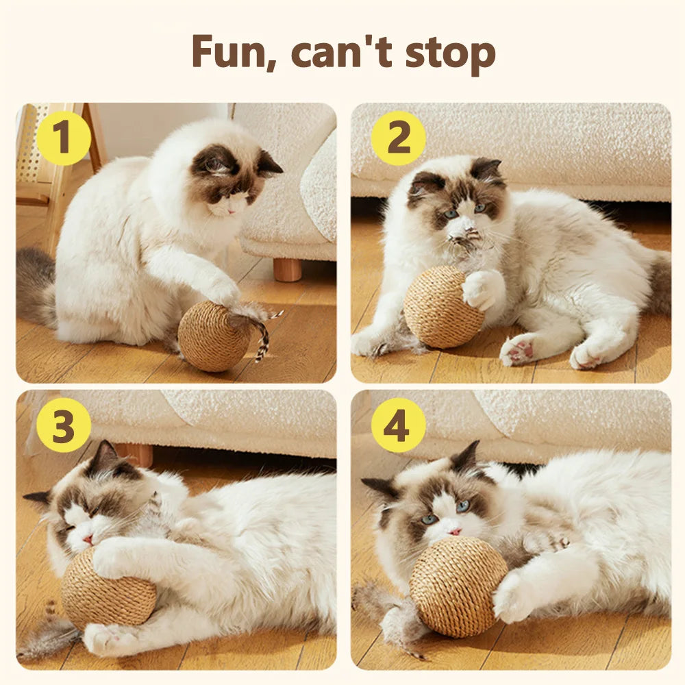 10CM Interactive Sisal Cat Scratching Ball Toy For Kitten Grinding Paws Toys Cats Scratcher Wear-resistant Pet Furniture supplie