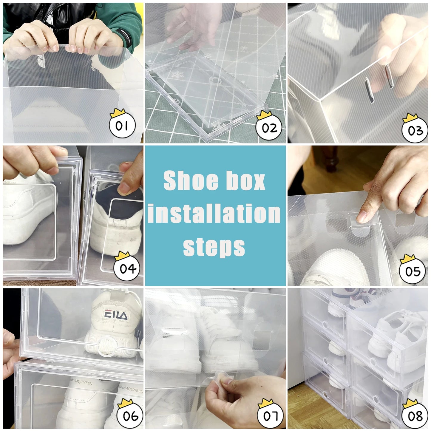 6pcs/set Antioxidant Shoe Cabinet High Transparent Dustproof Shoe Organizer Box