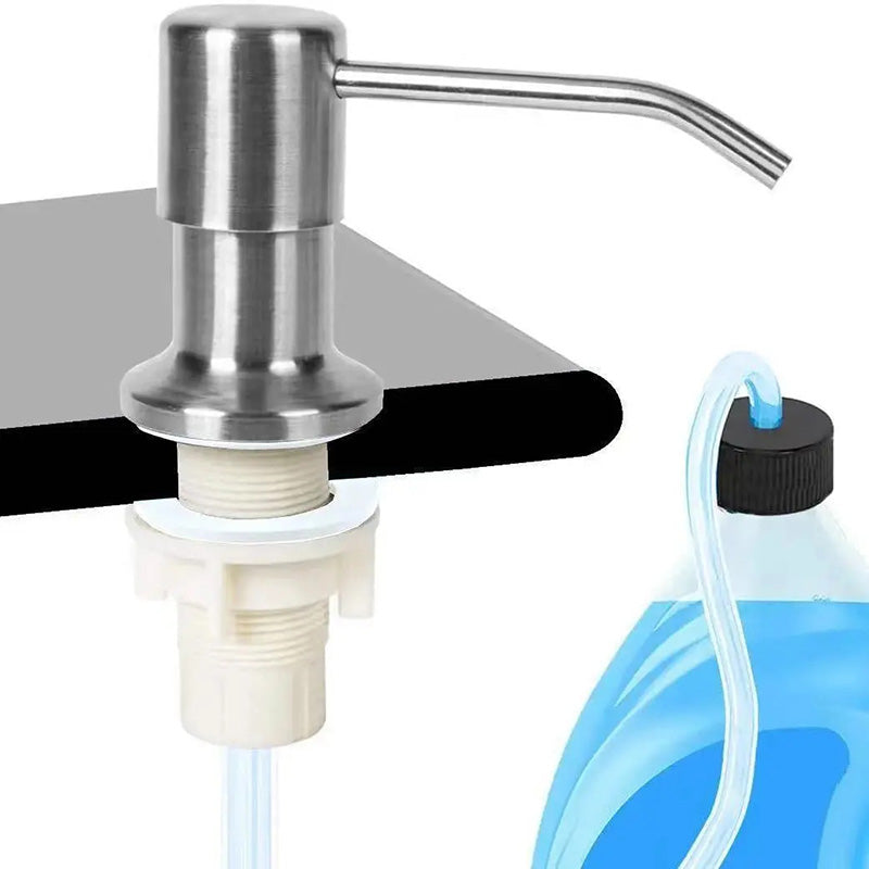 Kitchen Sink Liquid Soap Dispenser Pump Stainless Steel 500ML Liquid Soap Bottle Sink Mount Hand Pressure Soap Dispenser Bottle