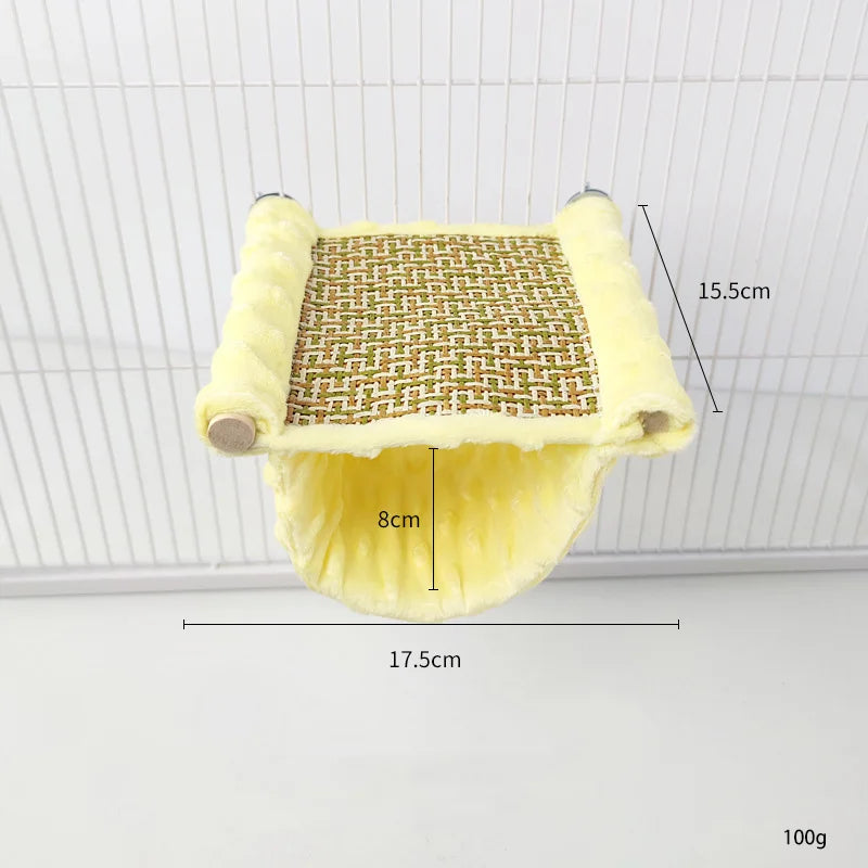 Warm Plush Bird Hammock Parrot Hanging Bed Rattan Bird Sleeping Bed Double Layer Parrot Hamster Hammock Small Pet Supplies