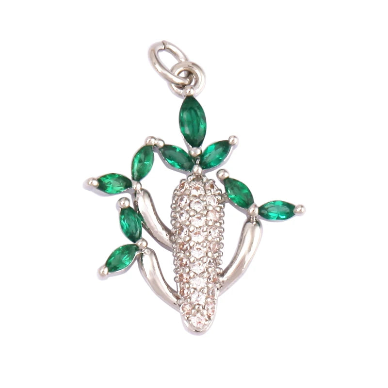 Sweet Colorful Sun Rose Flower Charm Pendant 18K Gold Necklace