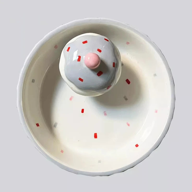 Ceramic Cake Hamster Bowl Small Pet Food Bowl for Home Use Multi-color Small Jewelry Box  Rabbit Feeder Parrot Supplies