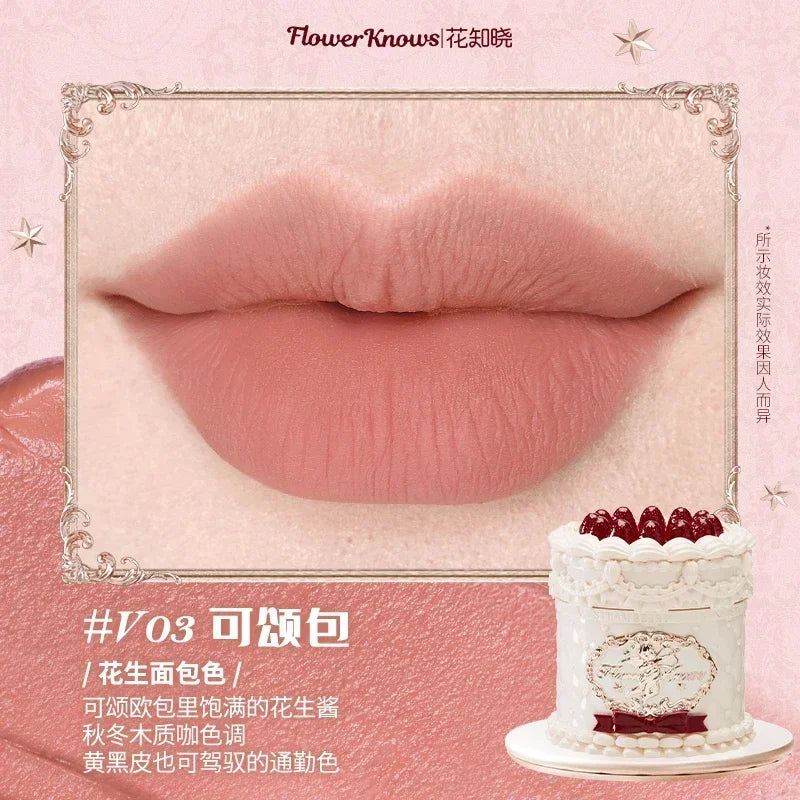Flowerknows Strawberry Cupid Matte Velvet Lipstick Cake Lip Mud Lip Gloss Lip Cream for Women