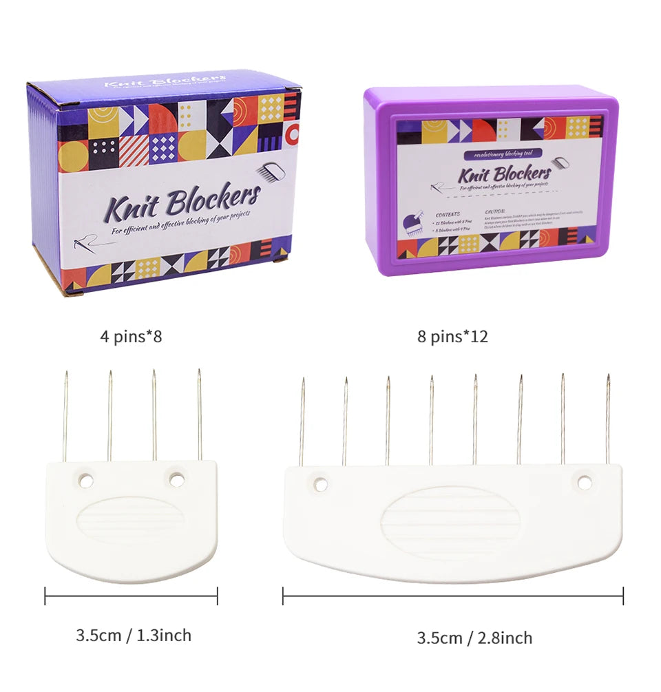 Knit Blockers Set 20 Pieces Stainless Steel Blocking Combs and Pins for Knitting and Crocheting Supplies