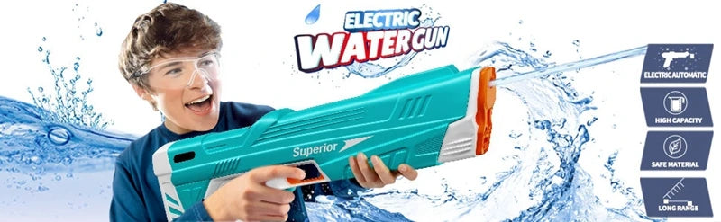 Full Automatic Electric Water Gun 43cm Portable Summer Toy for Kids and Adults Outdoor Water Battles