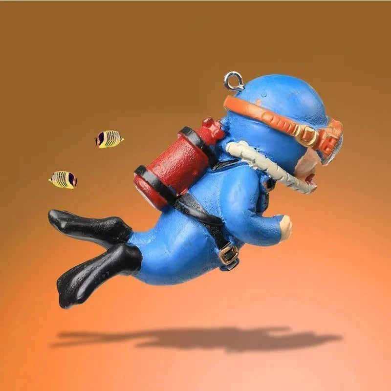 Cartoon Fish Tanks Decor Mini Diver Simulated Floating Mermaid Aquarium Fish Tank Decoration Kiki Pendant Aquarium Accessories
