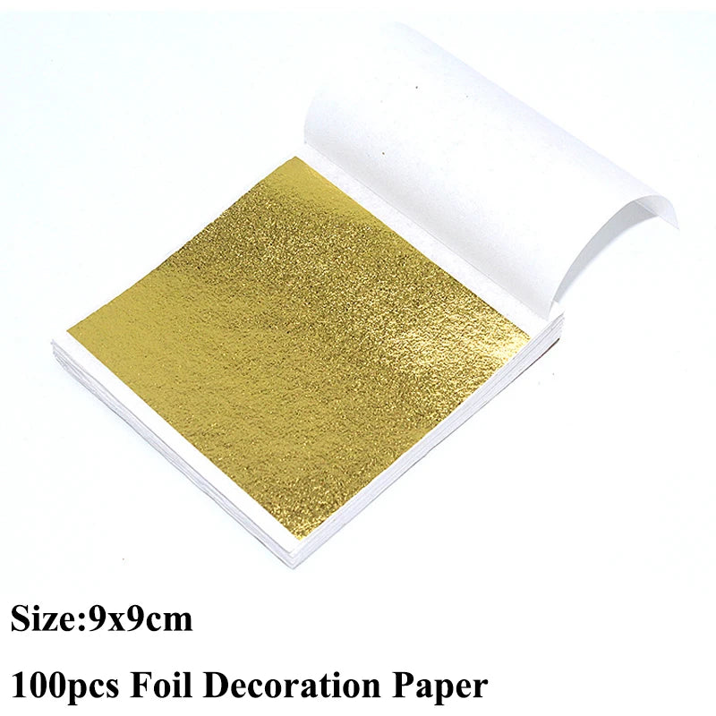 100pcs Imitation Gold Sliver Copper Foil Paper for DIY Crafts
