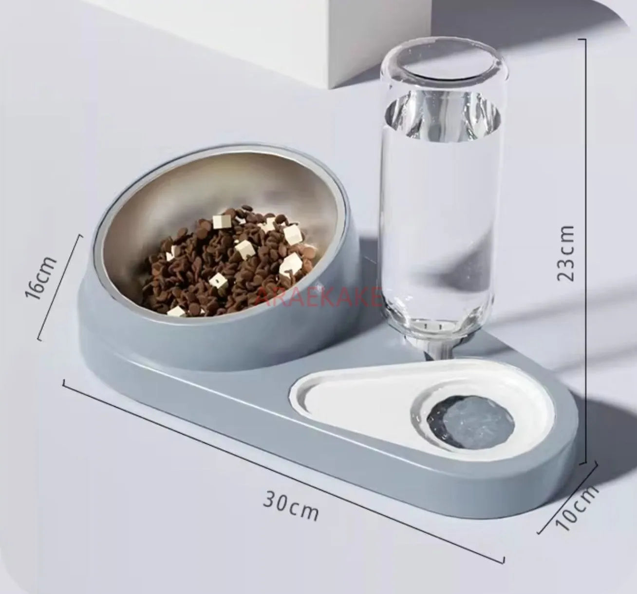 1pcs 2-in-1 automatic cat and dog food dispenser with 15 ° neck protection feeding bowl