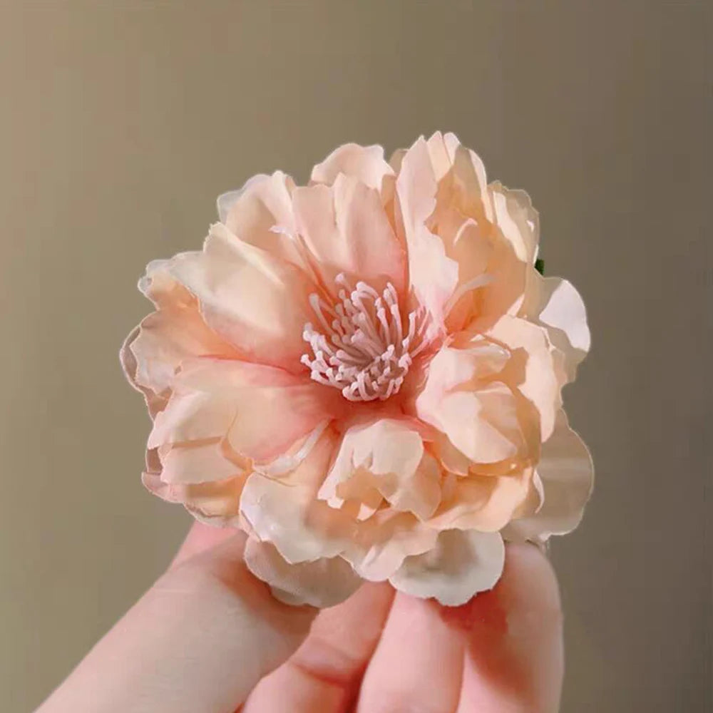 Fashion Satin Rose Flower Large Hair Claw Clip for Women 2024 Spring Summer Trendy Design Korean Colored Hairpin Headdress