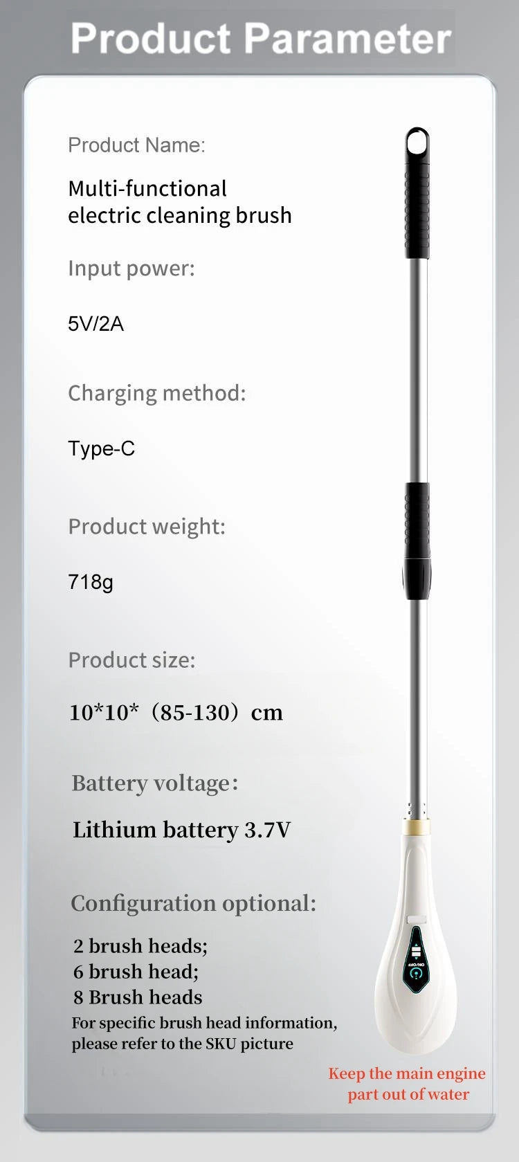 Xiaomi 8 in 1 Electric Cleaning Brush Multifunctional Portable Household Tool with LED Display for Kitchen and Bathroom Cleaning