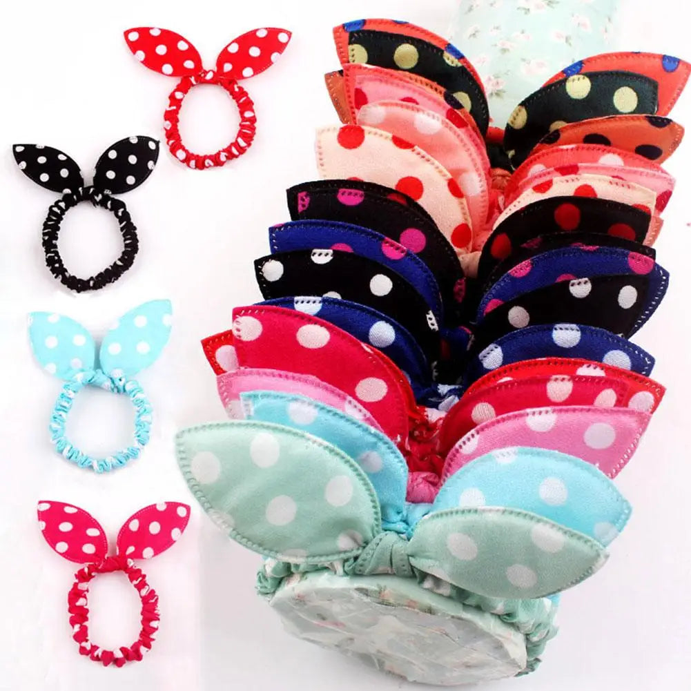 1Pcs Cute Rabbit Ear Hair Bands Girl Rubber Band Elastic Children Korean Rope Headwear Baby Hair Ornaments Accessories Hair J9A1