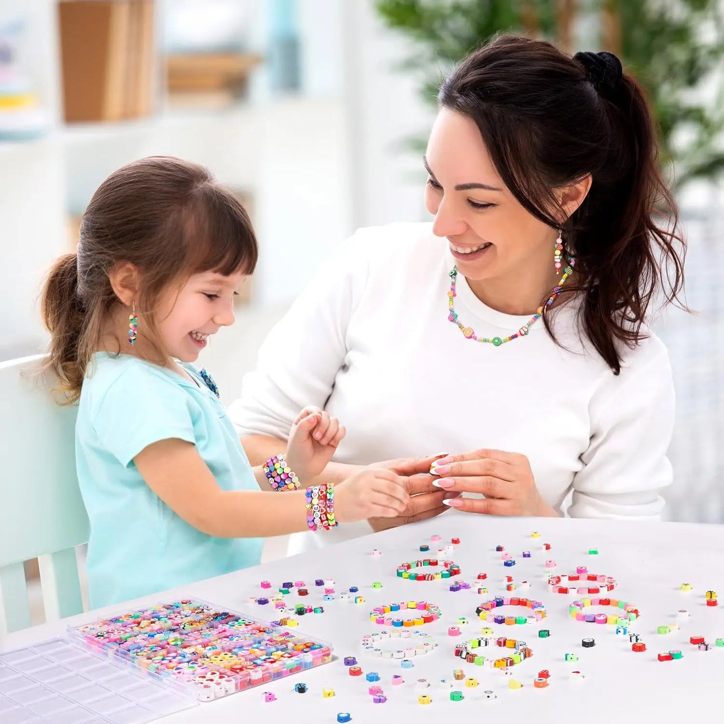 28 Styles Cute Polymer Clay Beads Jewelry Making Kit with Gift Box for Bracelets and Necklaces