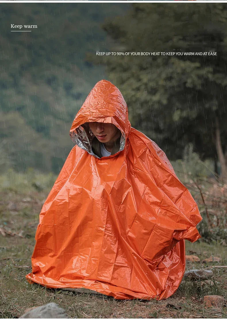 Reusable Emergency Rain Poncho – Unisex Waterproof Travel Raincoat for Hiking, Camping & Outdoor Gear