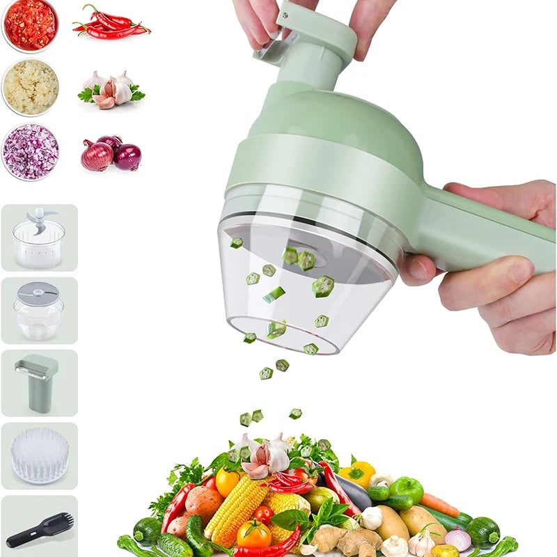 5 in 1 Electric Vegetable Cutter Set Portable Wireless Food Processor for Garlic Pepper Meat
