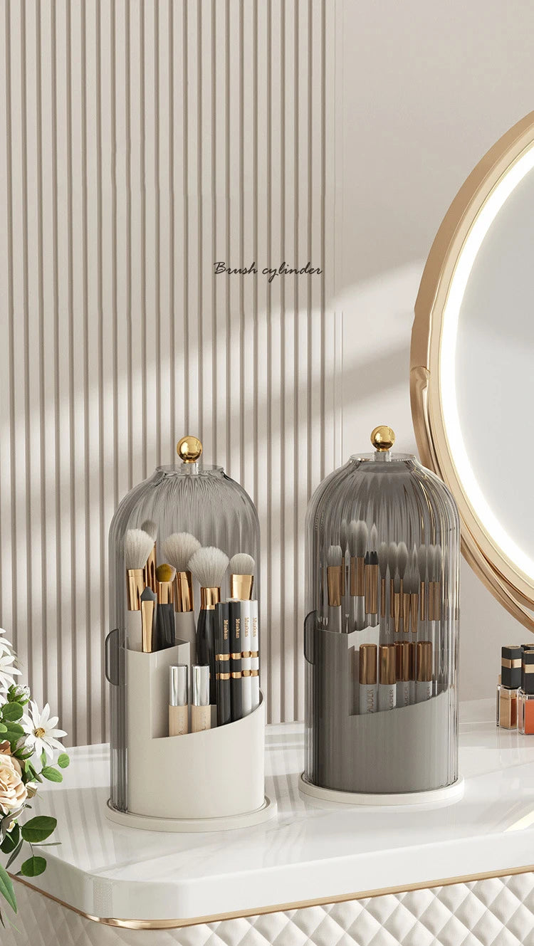 360 Degree Rotating Makeup Brush Holder With Lid Luxury Organizer