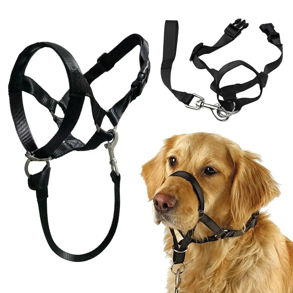 Adjustable Anti Barking Dog Halter Non Pull Nylon Leader Harness Dog Head Collar Dog Halter Dog Muzzle