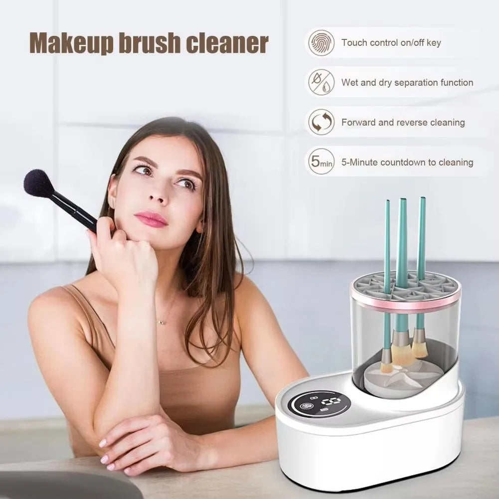 Electric Makeup Brush Cleaner Automatic Cosmetic Brushes Cleaner USB Rechargeable Brush Cleaning Drying Machine for Salon