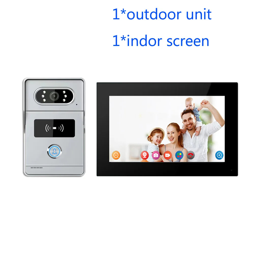 Wireless Wifi Video Doorbell 1080P 7/10 Color Touch Screen Smart APP Home Intercom Kit for RFID Card Access Control System