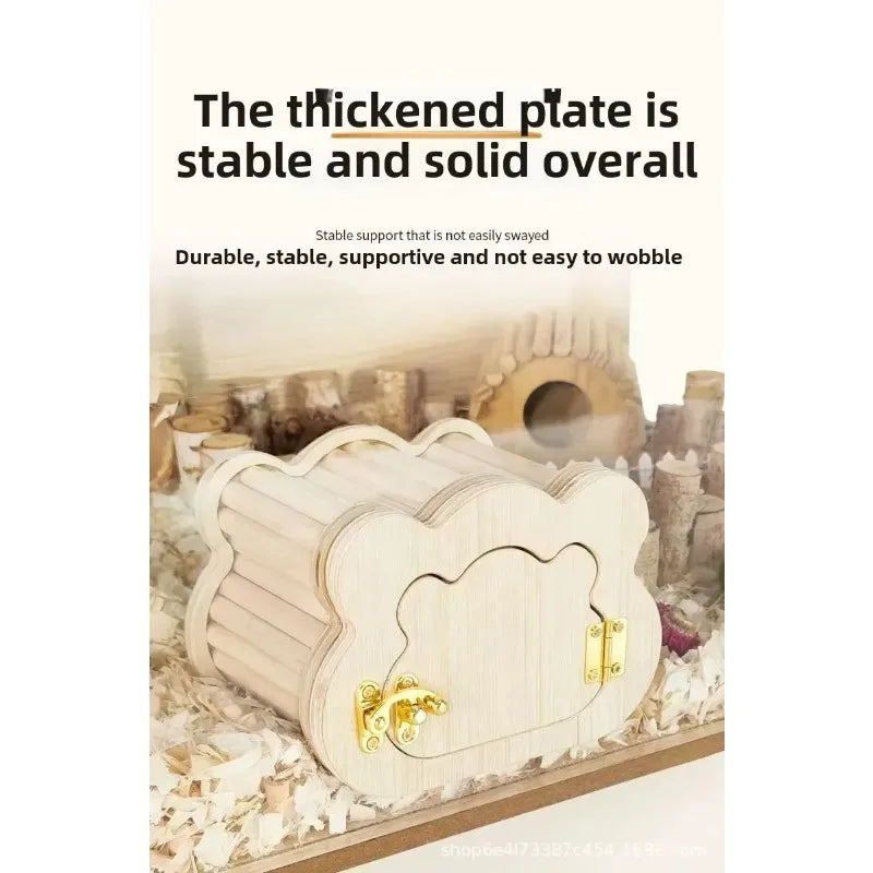 Hamster Voyeur Series Wooden Nest House Avoidance Observation House Cute Golden Bear Flower Branch Mouse Entertainment Intera