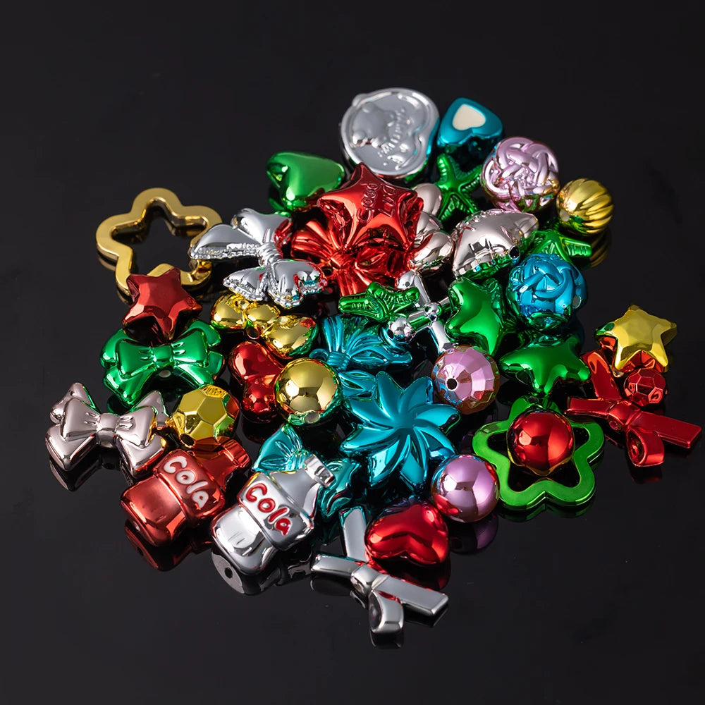 20g Y2K Mixed Bowknot Flower Heart Acrylic Cute Beads for DIY Jewelry Craft