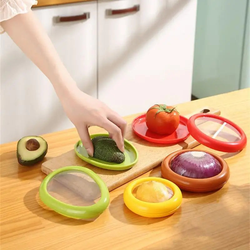 1pc Fruit Fresh-keeping Cover Avocado Food Storage Box Vegetable Preservation Seal Cover Colored Kitchen Tools Kitchen